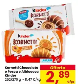 Despar Kornetti Cioccolato o Pesca e Albicocca Kinder offerta