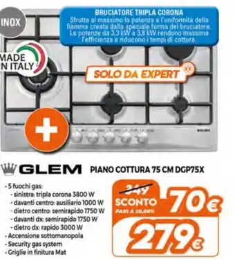 Expert Glem Piano Cottura 75cm DGP75X offerta