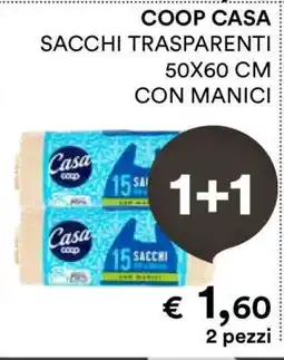 Coop COOP CASA SACCHI TRASPARENTI 50X60 CM CON MANICI offerta