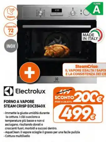 Expert Electrolux Forno A Vapore Steam Crisp EOC3S40X offerta