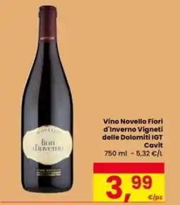 Eurospar Vino Novello Fiori d'Inverno Vigneti delle Dolomiti IGT Cavit offerta