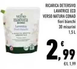 Conad Superstore Ricarica detersivo lavatrice eco verso natura conad fiori bianchi offerta