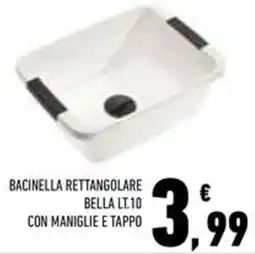 Conad Superstore Bacinella rettangolare bella lt.10 con maniglie e tappo offerta