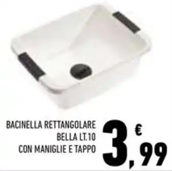 Conad Superstore Bacinella rettangolare bella lt.10 con maniglie e tappo offerta