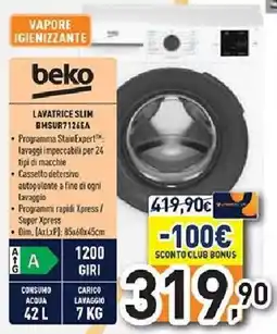 Unieuro beko LAVATRICE SLIM BHSUR7126EA offerta