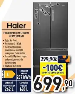 Unieuro Haier FRIGORIFERO MULTIDOOR HFR3718ENMD offerta