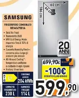 Unieuro SAMSUNG FRIGORIFERO COMBINATO RB34C6750SA offerta