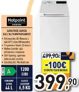 Unieuro Hotpoint ARISTON LAVATRICE CARICA DALL'ALTO WMTG6526BSIT offerta