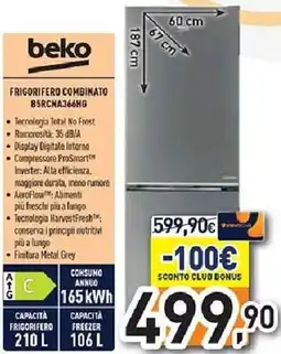 Unieuro beko FRIGORIFERO COMBINATO B5R.CNA366HG offerta