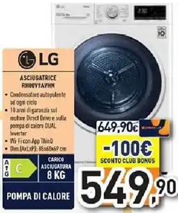 Unieuro LG ASCIUGATRICE RH80V9AVHN offerta