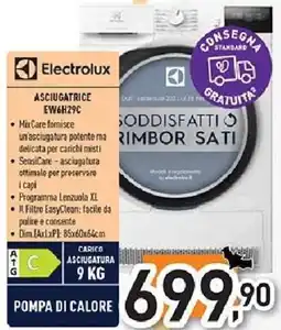 Unieuro Electrolux ASCIUGATRICE EW6H29C offerta