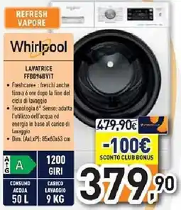 Unieuro Whirlpool LAVATRICE FFBD96BVIT offerta