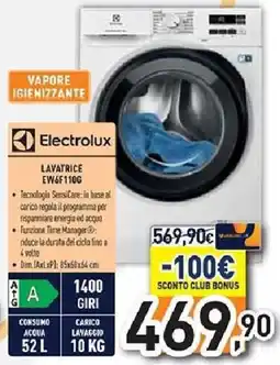 Unieuro Electrolux LAVATRICE EW6F110G offerta