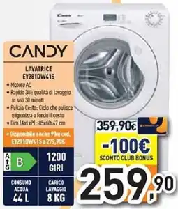 Unieuro CANDY LAVATRICE EY281DW41S offerta