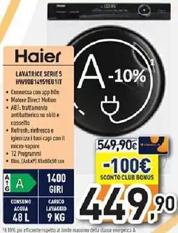 Unieuro Haier LAVATRICE SERIE 5 HW90B14959EU1IT offerta
