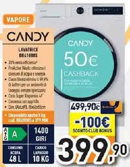 Unieuro CANDY LAVATRICE BR410B8S offerta