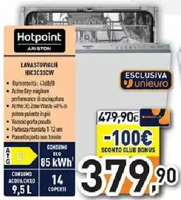 Unieuro Hotpoint ARISTON LAVASTOVIGLIE HIC3C33CW offerta