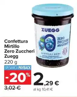 Carrefour Market Confettura Mirtillo Zero Zuccheri Zuegg offerta