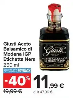 Carrefour Market Giusti Aceto Balsamico di Modena IGP Etichetta Nera offerta