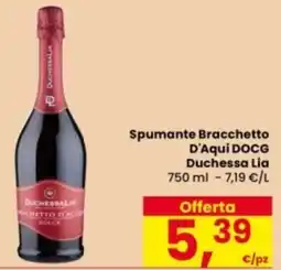 Eurospar Spumante Bracchetto D'Aqui DOCG Duchessa Lia offerta