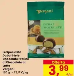 Eurospar Le Specialità Dubai Style Chocolate Praline di Cioccolato al Latte Vergani offerta