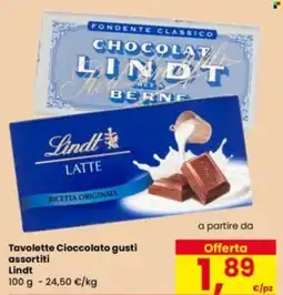 Eurospar Tavolette Cioccolato Lindt offerta