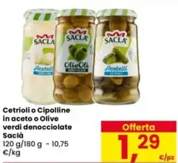 Eurospar Cetrioli o Cipolline in aceto o Olive verdi denocciolate Saclà offerta