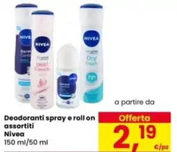 Eurospar Deodoranti spray e roll on Nivea offerta
