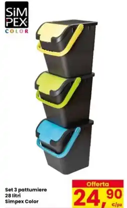Eurospar SiM PEX COLOR Set 3 pattumiere Simpex Color offerta