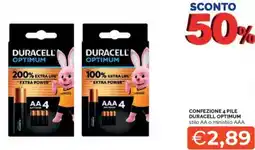 Mercatò Confezione 4 pile duracell optimum stilo AA o ministilo AAA offerta
