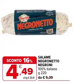 Iperal Salame negronetto NEGRONI offerta