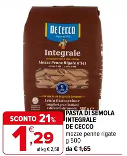 Iperal Pasta di semola integrale DE CECCO offerta