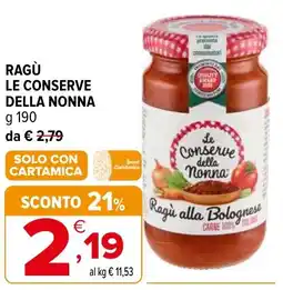 Iperal Ragù LE CONSERVE DELLA NONNA offerta