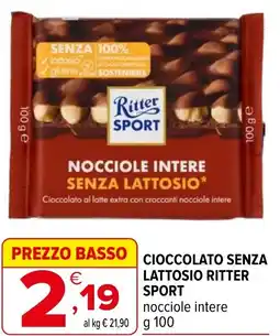 Iperal Cioccolato senza lattosio RITTER SPORT offerta