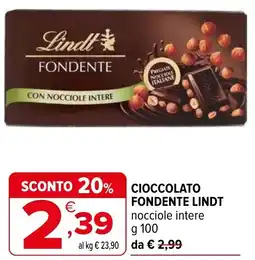 Iperal Cioccolato fondente LINDT offerta