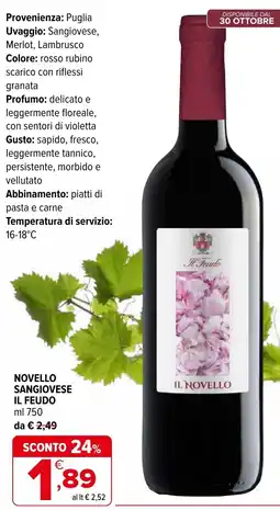 Iperal Novello sangiovese IL FEUDO offerta