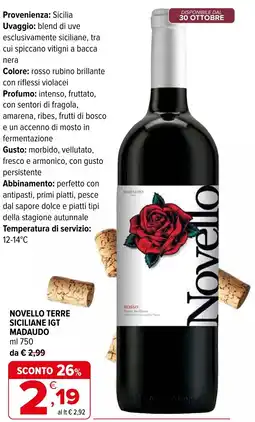 Iperal Novello terre siciliane IGT MADAUDO offerta