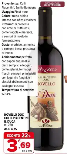 Iperal Novello doc colli piacentini IL DUCA offerta
