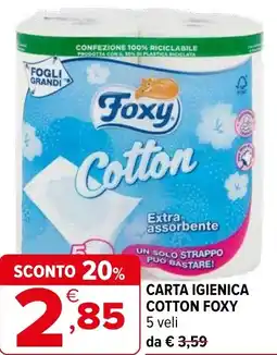 Iperal Carta igienica cotton FOXY offerta