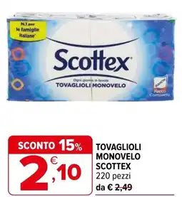 Iperal Tovaglioli monovelo SCOTTEX 220 pezzi offerta