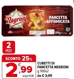 Iperal Cubetti di pancetta NEGRONI offerta