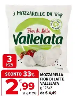 Iperal Mozzarella fior di latte VALLELATA offerta