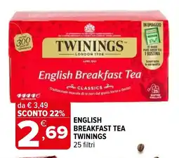 Iperal English breakfast tea TWININGS offerta