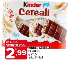 Iperal Kinder cereali FERRERO offerta