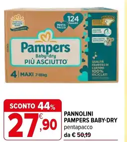 Iperal Pannolini pampers baby-dry pentapacco offerta