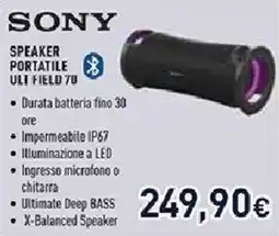Unieuro SONY SPEAKER PORTATILE ULT FIELD 70 offerta
