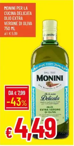 IperFamila Monini per la cucina delicata olio extra vergine di oliva 750 ml offerta