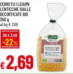 IperFamila Cerreto i legumi lenticchie gialle decorticate bio offerta