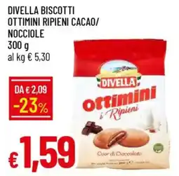 IperFamila Divella biscotti ottimini ripieni cacao/ nocciole offerta