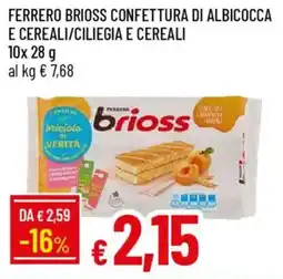 IperFamila Ferrero brioss confettura di albicocca e cereali/ciliegia e cereali offerta